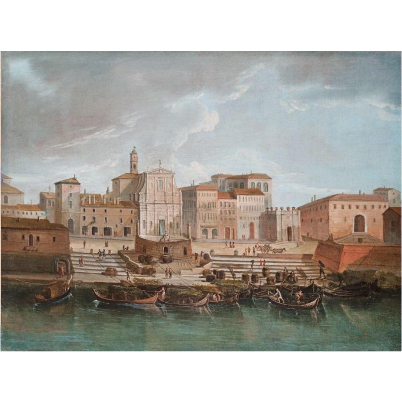 Dipinto: Pair of fluvial views: The Port of Ripetta (I)